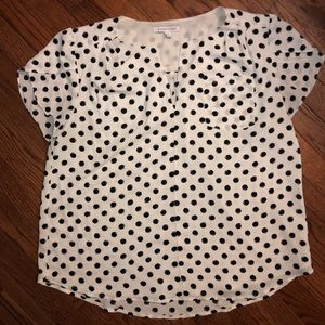 41 Hawthorn XL white with black dots blouse